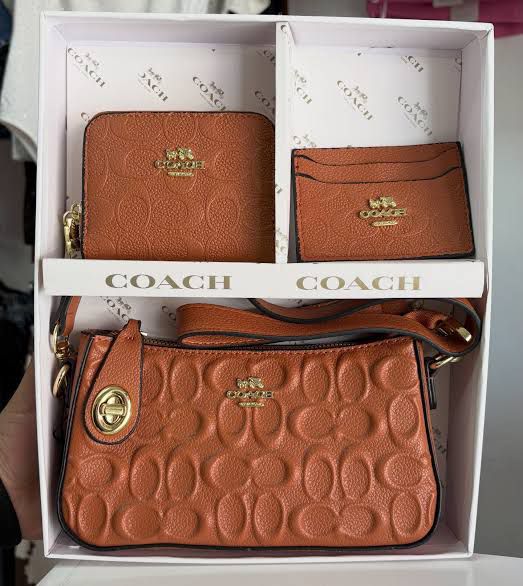 Coach handbag set with wallet and cardholder in a branded box
