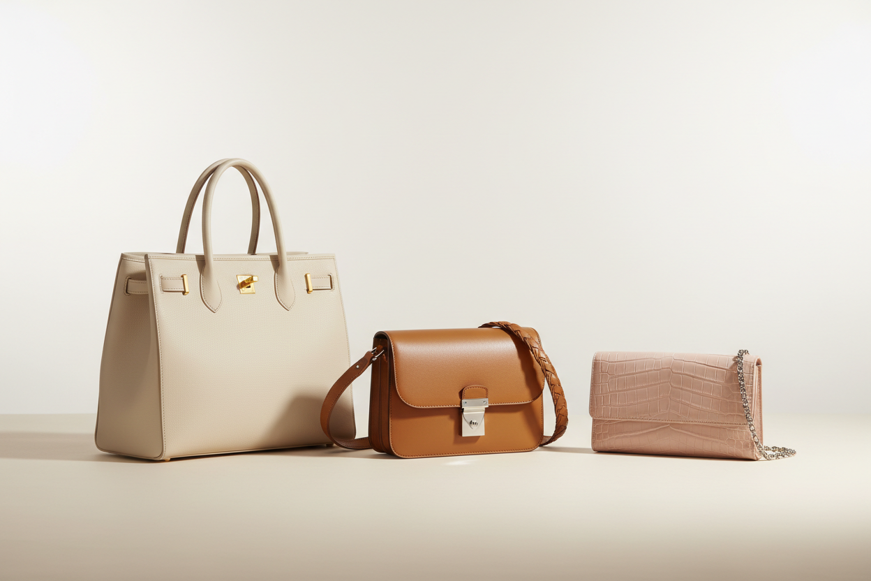 the height of the image should be less as I will have a small sized header. Moreover have 3 handbags in the image with a light background